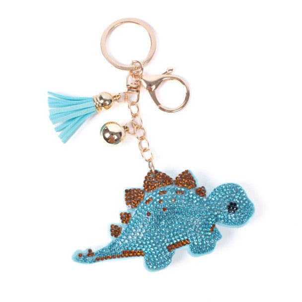 Bling Crystal Rhinestone Stegosaurus Dino Keychain-31693AQ-G - Bundle Bus