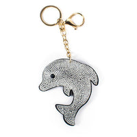 Bling Crystal White Dolphin Key Chain-31142CR-G - Bundle Bus