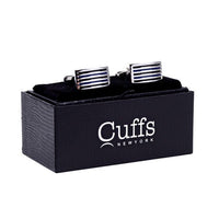 Blue and Black Stripe Rectangle Cufflinks-CL1843 - Bundle Bus