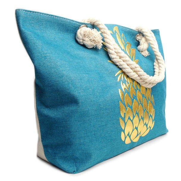 Blue and Gold Pineapple Ladies Tote Bag - LTBG1203 - Bundle Bus