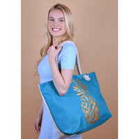 Blue and Gold Pineapple Ladies Tote Bag - LTBG1203 - Bundle Bus