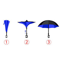 Blue Flower Double Layer Inverted Umbrella - UM18052-BL/BK - Bundle Bus