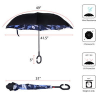 Blue Leaf Batik Double Layer Inverted Umbrella - UM18078 - Bundle Bus