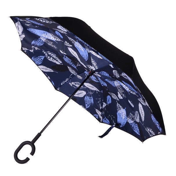 Blue Leaf Batik Double Layer Inverted Umbrella - UM18078 - Bundle Bus