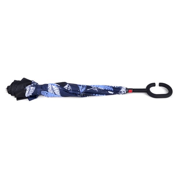 Blue Leaf Batik Double Layer Inverted Umbrella - UM18078 - Bundle Bus