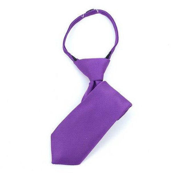 Boy's 11" Solid Purple Zipper Tie - Bundle Bus