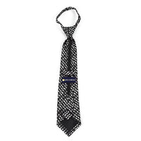 Boy's 14" Black & Grey Square Stripes Zipper Tie MPWZ14-03 - Bundle Bus