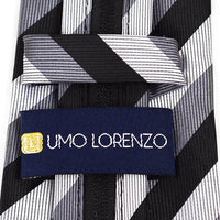 Boy's 14" Black & Silver Stripes Zipper Tie MPWZ14-04 - Bundle Bus