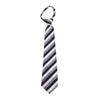 Boy's 14" Black & Silver Stripes Zipper Tie MPWZ14-04 - Bundle Bus