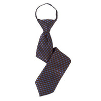 Boy's 14" Checkered Brown Zipper Tie - Bundle Bus