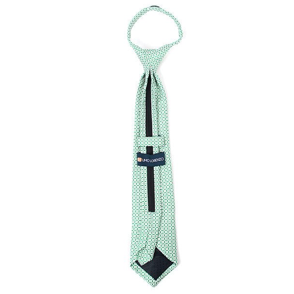 Boy's 14" Grid Green Zipper Tie - Bundle Bus