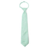 Boy's 14" Grid Green Zipper Tie - Bundle Bus