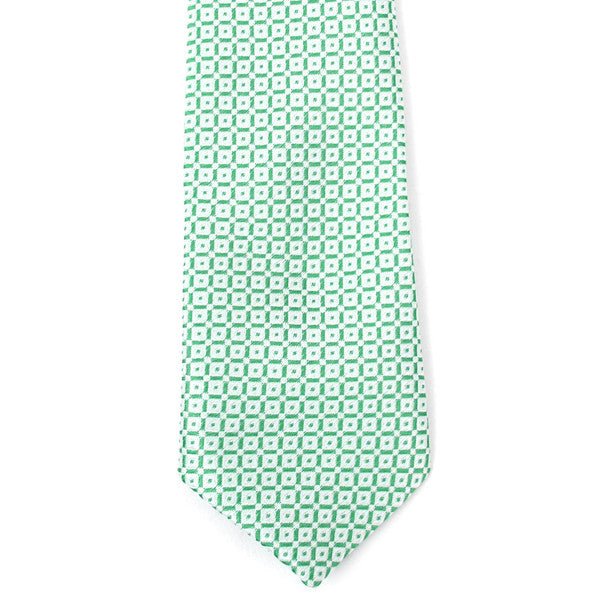 Boy's 14" Grid Green Zipper Tie - Bundle Bus