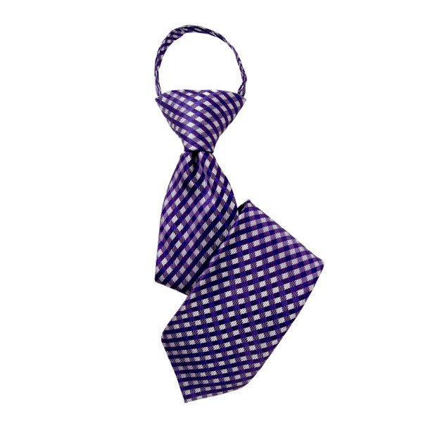 Boy's 14" Plaid Purple Zipper Tie - Bundle Bus