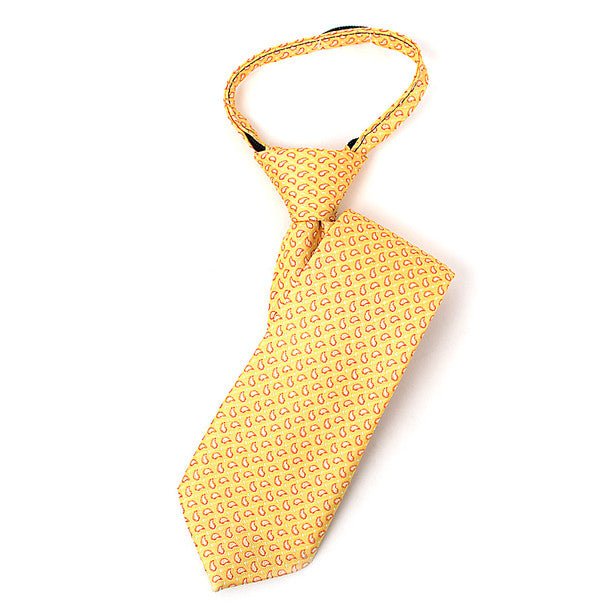 Boy's 14" Small Paisley Yellow Zipper Tie - Bundle Bus