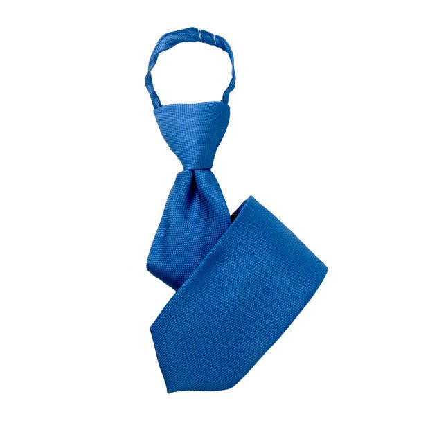 Boy's 14" Solid Royal Blue Zipper Tie - Bundle Bus