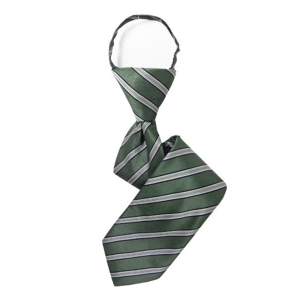 Boy's 14" Striped Sage Zipper Tie - Bundle Bus