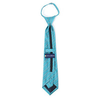 Boy's 14" Striped Teal Zipper Tie - Bundle Bus