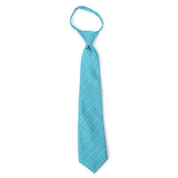 Boy's 14" Striped Teal Zipper Tie - Bundle Bus