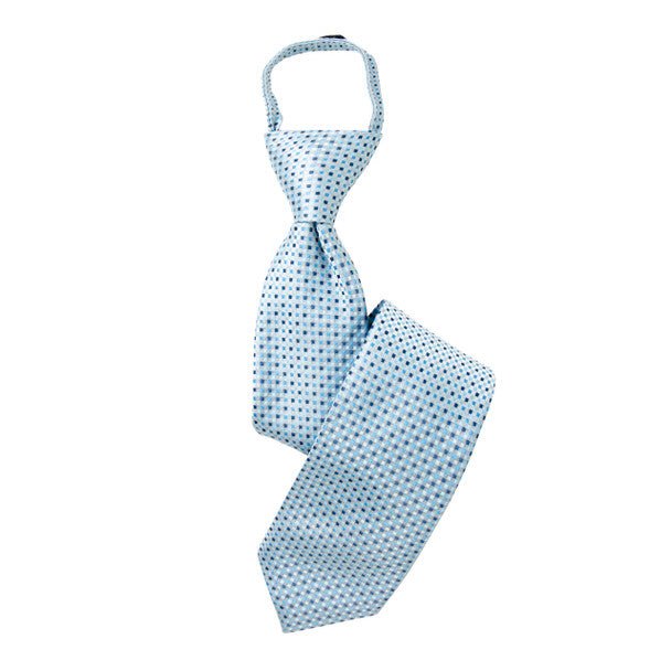 Boy's 17" Geometric Baby Blue Zipper Tie - Bundle Bus