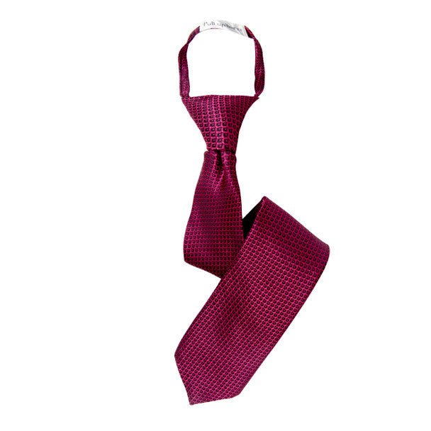 Boy's 17" Geometric Hot Pink Zipper Tie - Bundle Bus