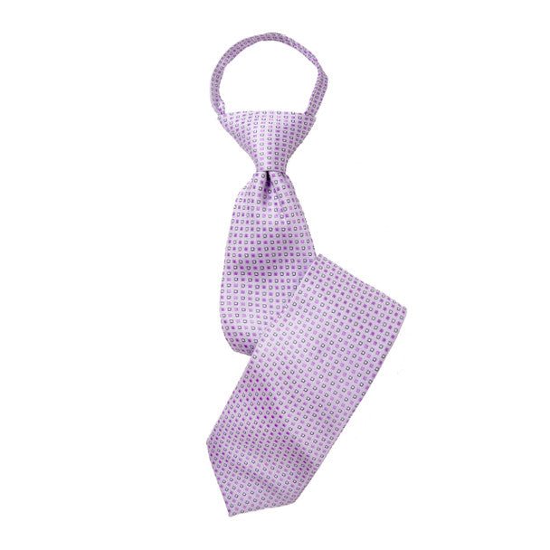 Boy's 17" Geometric Purple Zipper Tie - Bundle Bus