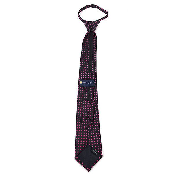 Boy's 17" Geometric Square Pink Zipper Tie - MPWZ1733 - Bundle Bus