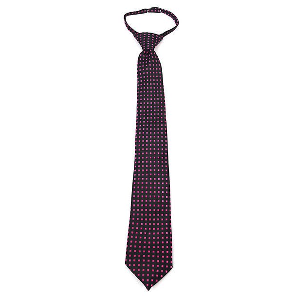 Boy's 17" Geometric Square Pink Zipper Tie - MPWZ1733 - Bundle Bus