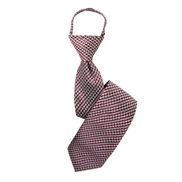 Boy's 17" Houndstooth Rust Zipper Tie - Bundle Bus