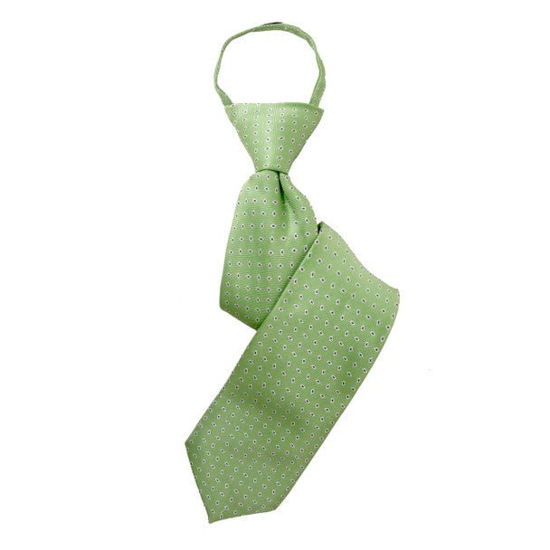 Boy's 17" Polka Dots Lime Zipper Tie - Bundle Bus