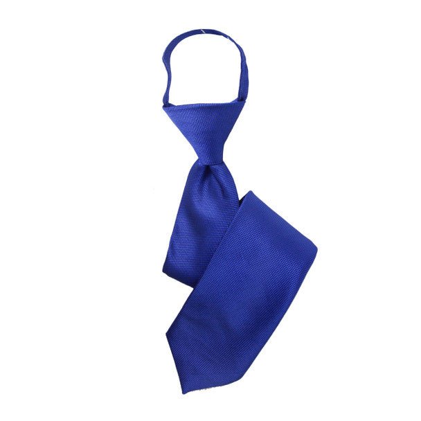 Boy's 17" Solid Blue Zipper Tie - Bundle Bus