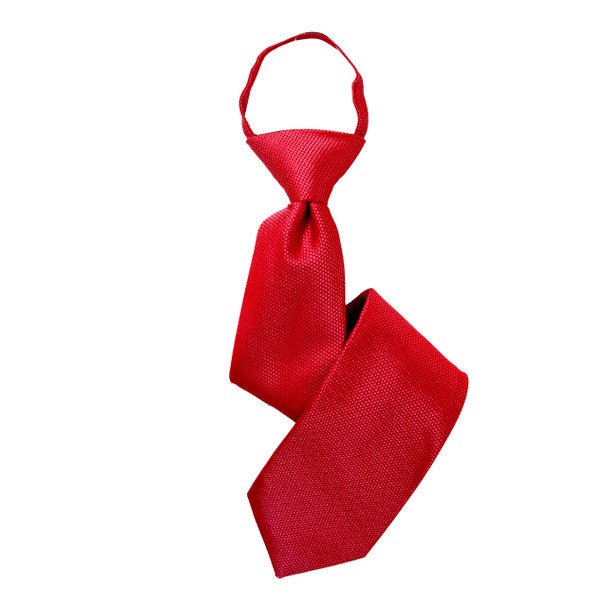 Boy's 17" Solid Red Zipper Tie - Bundle Bus