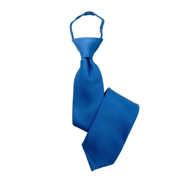 Boy's 17" Solid Royal Blue Zipper Tie - Bundle Bus