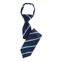 Boy's 17" Striped Navy/Blue/White Zipper Tie - Bundle Bus