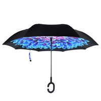 Bright Blue Flower Mosaic Double Layer Inverted Umbrella - UM18077 - Bundle Bus