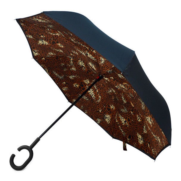 Brown Leopard print Double Layer Inverted Umbrella- UM5023 - Bundle Bus