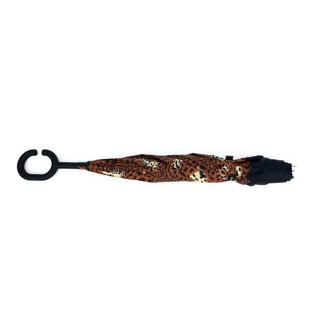 Brown Leopard print Double Layer Inverted Umbrella- UM5023 - Bundle Bus