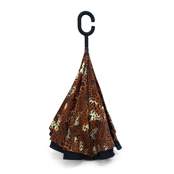 Brown Leopard print Double Layer Inverted Umbrella- UM5023 - Bundle Bus