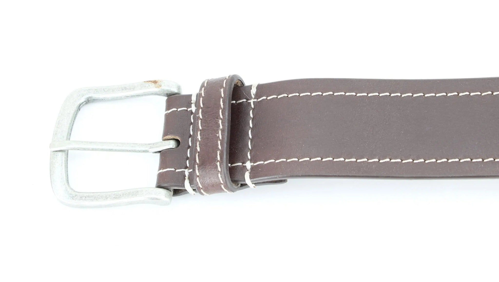 Buffalo Grain Leather Belt with White Stitching RA1767 - Bundle Bus