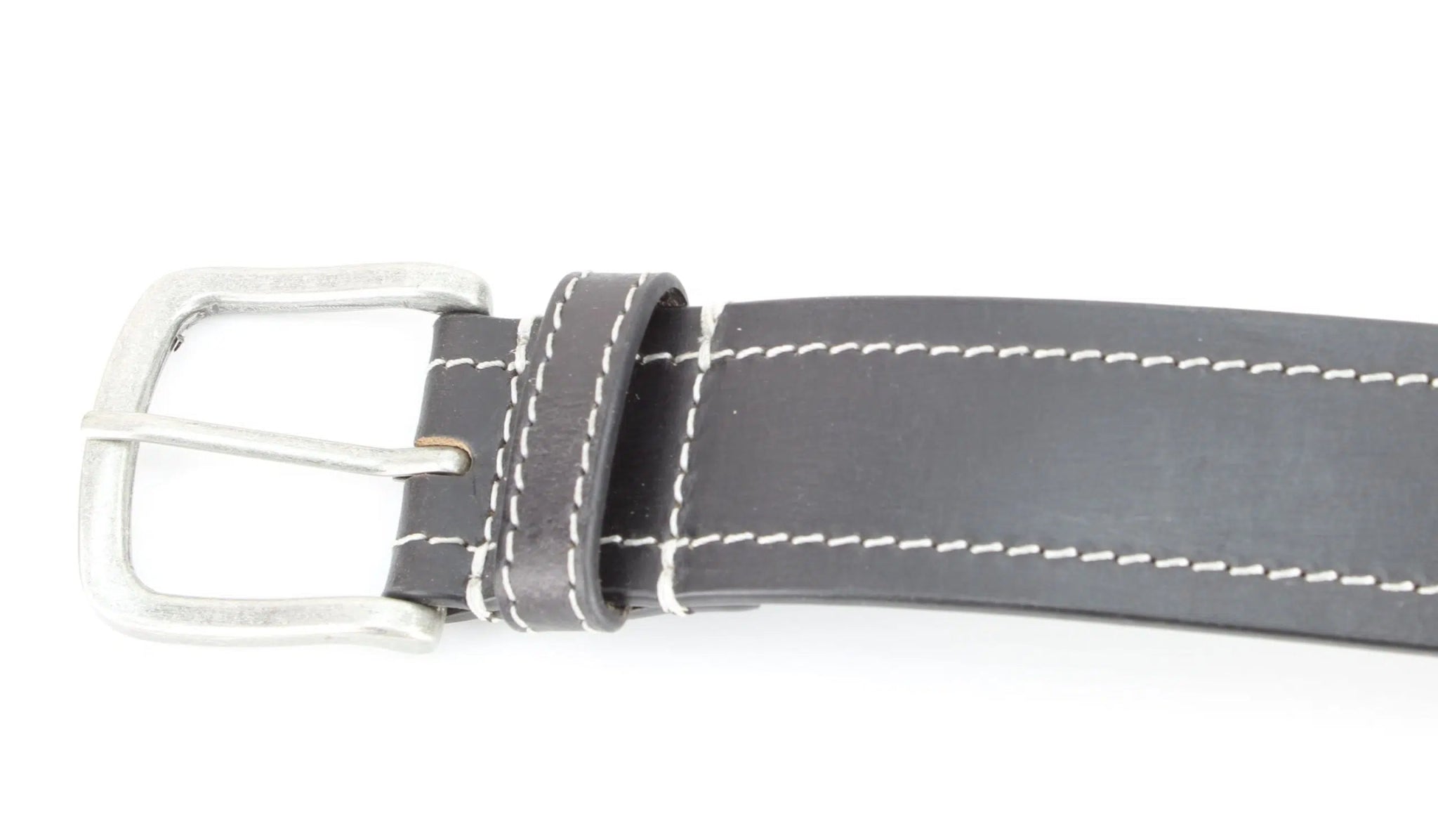 Buffalo Grain Leather Belt with White Stitching RA1767 - Bundle Bus