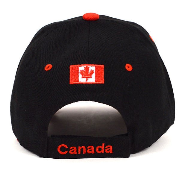 Canada Leaf Black & Red 3D Embroidered Baseball Cap, Hat EBC10309 - Bundle Bus