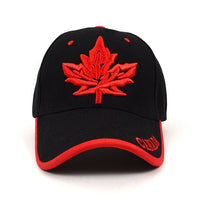 Canada Leaf Black & Red 3D Embroidered Baseball Cap, Hat EBC10309 - Bundle Bus