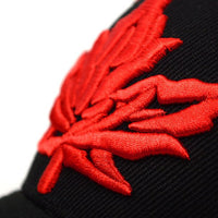 Canada Leaf Black & Red 3D Embroidered Baseball Cap, Hat EBC10309 - Bundle Bus