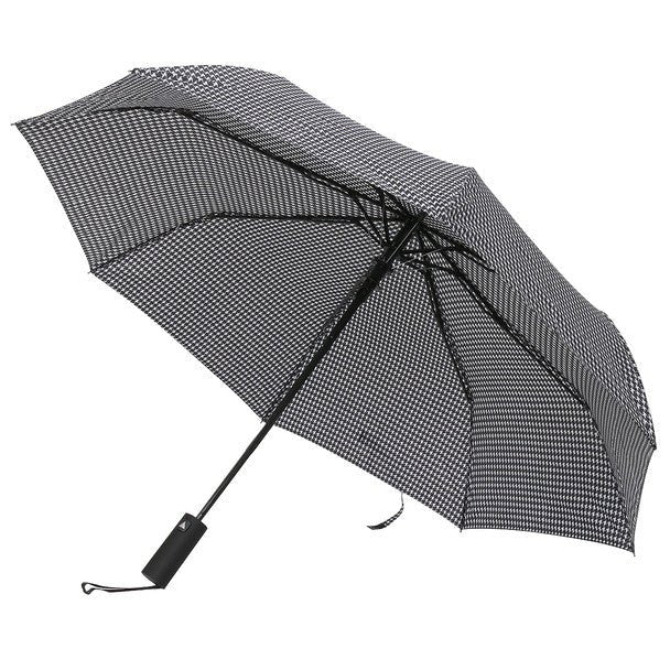 Compact Black & White Houndstooth Auto Open umbrella-UM3223-BK - Bundle Bus