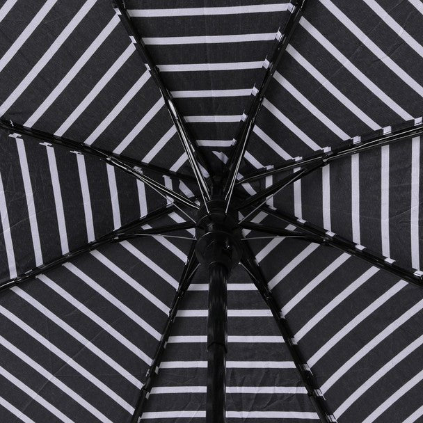 Compact Black & White Stripe Auto Open Umbrella-UM3222-BK - Bundle Bus