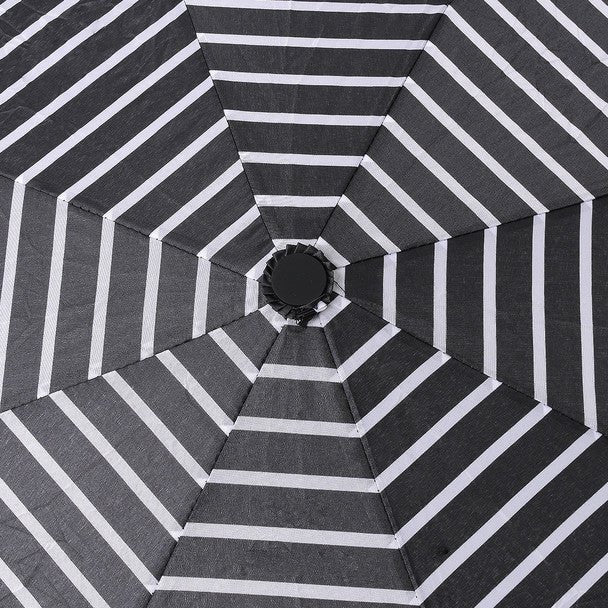 Compact Black & White Stripe Auto Open Umbrella-UM3222-BK - Bundle Bus