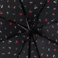 Compact Black with Tiny Flowers Auto Open Umbrella-UM3225-BK - Bundle Bus