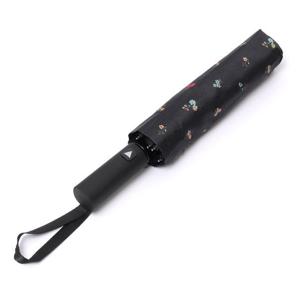 Compact Black with Tiny Flowers Auto Open Umbrella-UM3225-BK - Bundle Bus