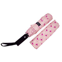 Compact Travel Pink Flamingo Auto Open Umbrella-UM3216-PK - Bundle Bus