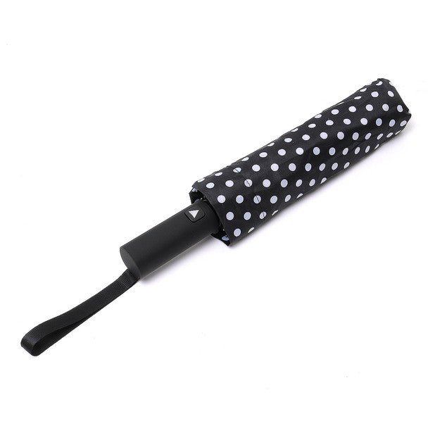 Compact Umbrella with White Polka Dots - Auto Open Umbrella-UM3227-BK - Bundle Bus